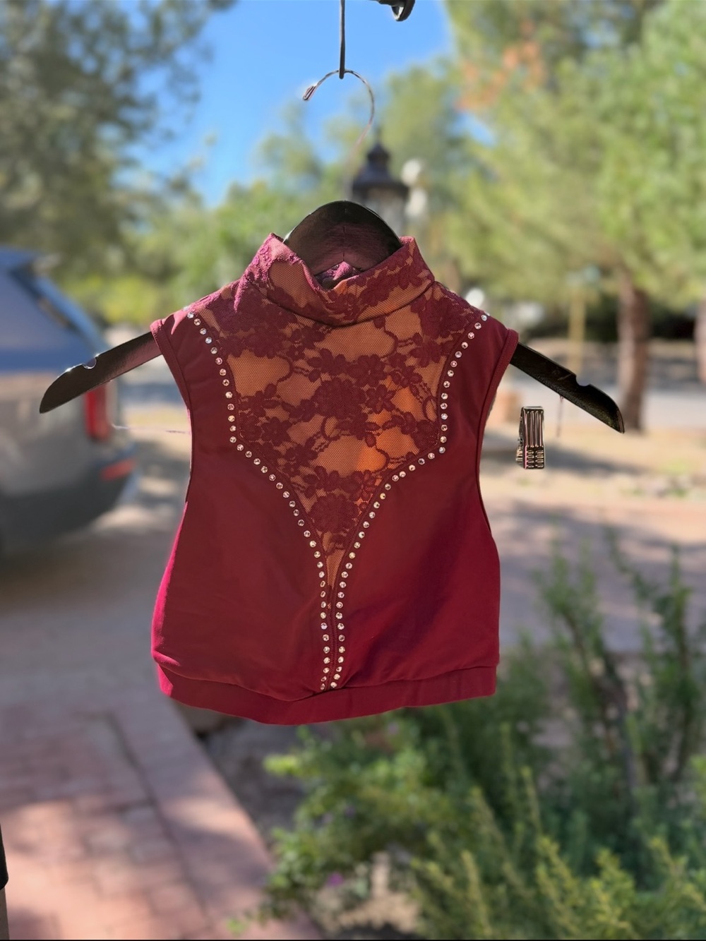 Weissman My Sky Performance Burgundy Lace Contemporary Dance Costume Adult XS